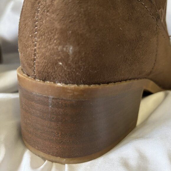 Tommy Hilfiger Brown Suede Knee High Boots Sherpa Trim Low Heel Zip – Women’s - Picture 8 of 8